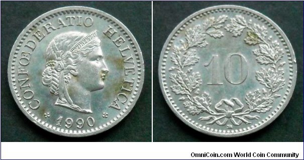 Switzerland 10 rappen.
1990 (B) II