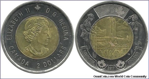 Canada 2 Dollars 2017 - Remember Souvenir VIMY