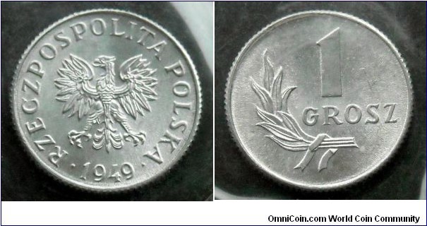 Poland 1 grosz from the official bank set issued in 1975 - Polish aluminum coins.