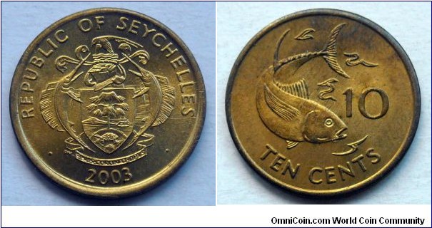 Seychelles 10 cents.
2003