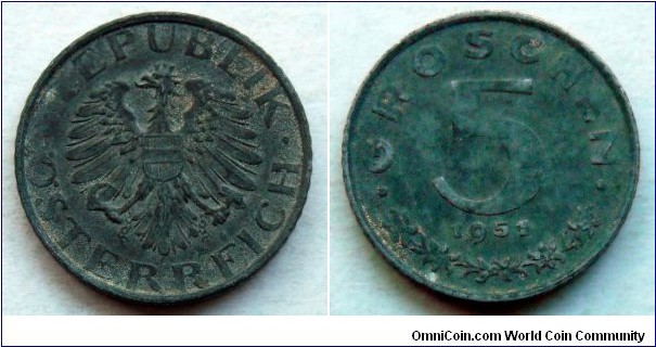 Austria 5 groschen.
1951, Zinc