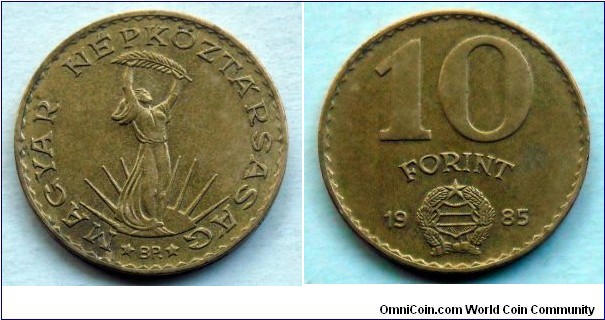 Hungary 10 forint.
1985 (II)
