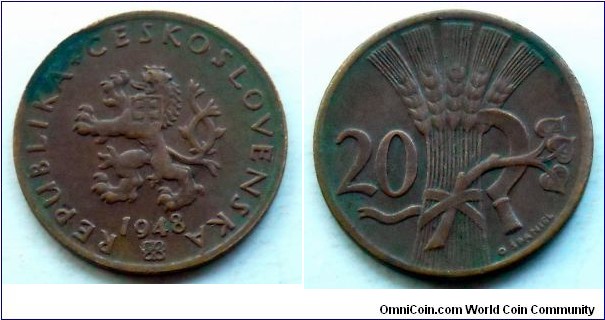 Czechoslovakia 20 haleru. 1948