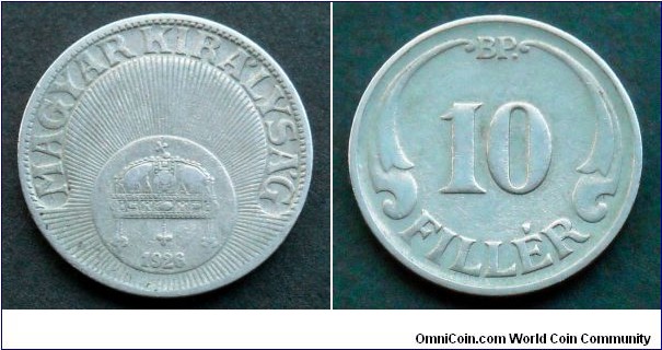 Hungary 10 filler.
1926