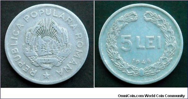 Romania 5 lei.
1948