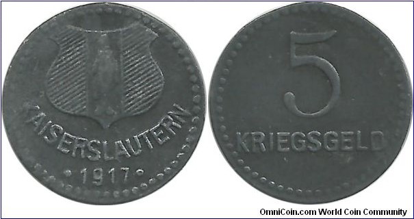 Germany-Kaiserslautern 5 Pfennig 1917 (Kriegsgeld)