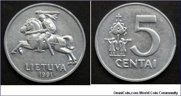 Lithuania 5 centai.
1991 (III)