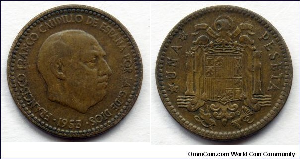 Spain 1 peseta.
1953 (1962)