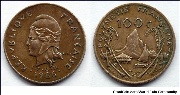 French Polynesia 100 francs. 1986 (I.E.O.M)
