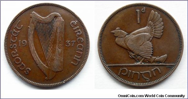 Ireland 1 penny.
1937