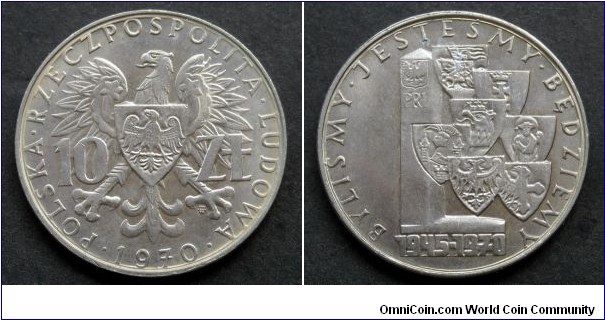 Poland 10 złotych.
1970, 25th Anniversary of Provincial Annexations (II)