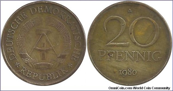 DDR 20 Pfennig 1980A