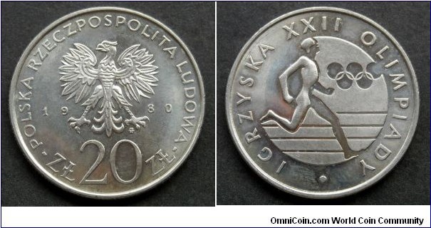 Poland 20 złotych.
1980, XXII Olympic Games (II)