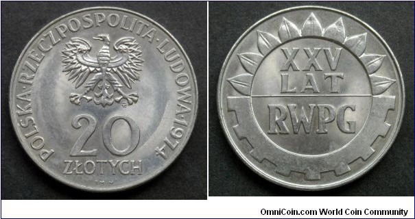 Poland 20 złotych.
1974, 25th Anniversary of Comecon (II)