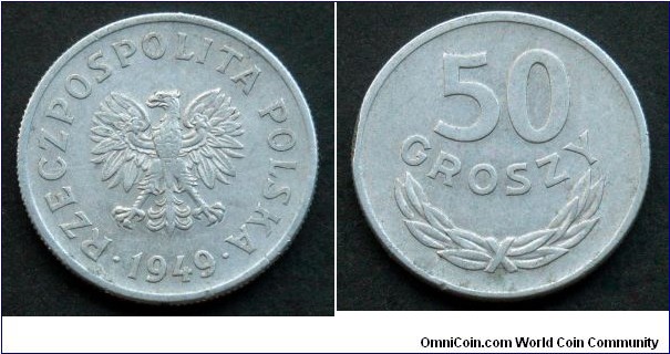 Poland 50 groszy.
1949, Aluminum (II)