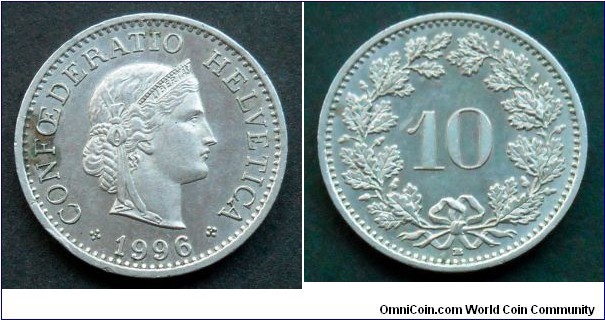 Switzerland 10 rappen.
1996 (B)