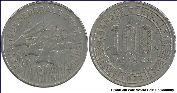 EquatorialAfricanStates 100 Francs 1972-Republique Federale du Cameroun