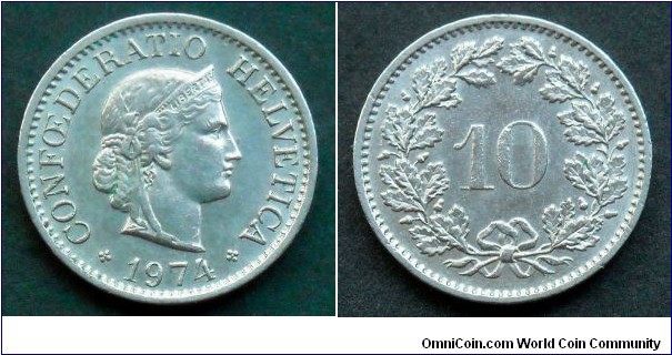 Switzerland 10 rappen.
1974 (II)