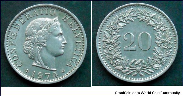 Switzerland 20 rappen.
1974 (III)