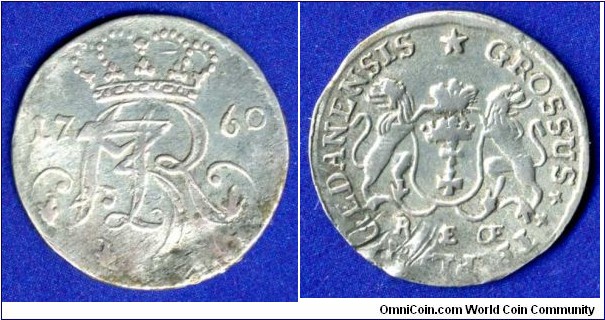 3 grosch. Sachsen-Polen. Danzig city. August III (1733-1763).



Billon. 1,53gr.