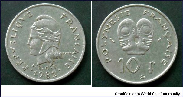 French Polynesia 10 francs. 1982 (I.E.O.M)