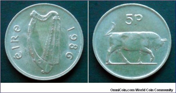 Ireland 5 pence.
1986
