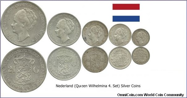 Nederland (Queen Wilhelmina 4. Set) Silver Coins