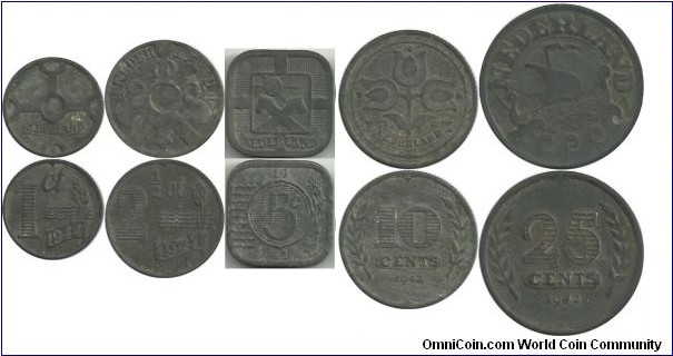 Nederland - WWII German Occ Coin Set