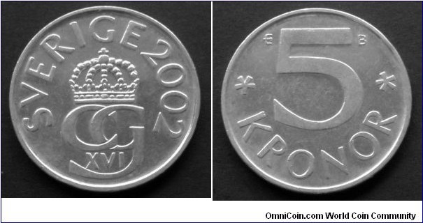 Sweden 5 kronor.
2002 B
