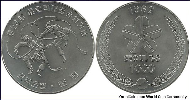 Korea-South 1000 Won 1982 - Summer Olympic Games Seoul'88