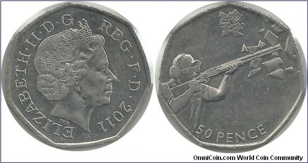 U.Kingdom 50 Pence 2011 - London 2012 Olympics-Shooting (trap)