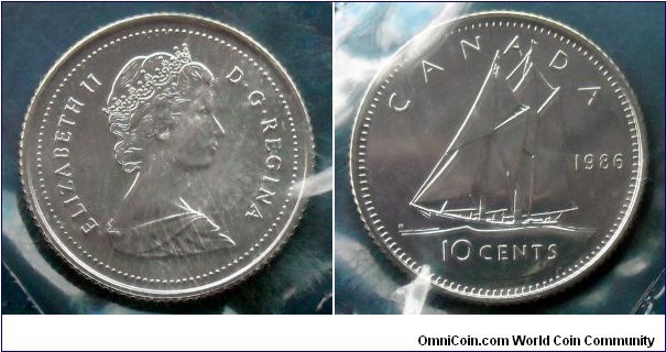 Canada 10 cents from 1986 mint set (RCM)