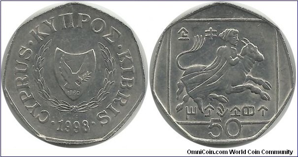 Cyprus-Republic 50 Cents 1998