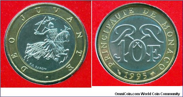 Monaco 10 francs from 1995 mint set (Monnaie de Paris)