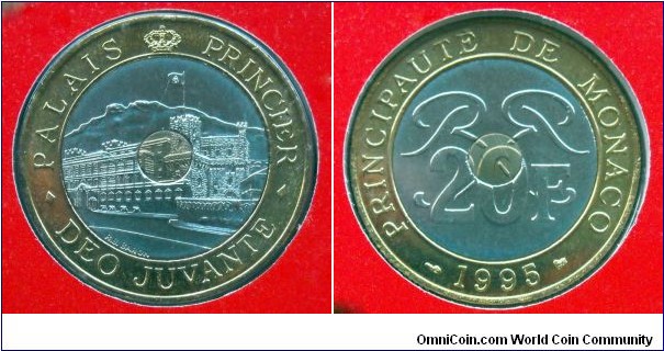 Monaco 20 francs from 1995 mint set (Monnaie de Paris)