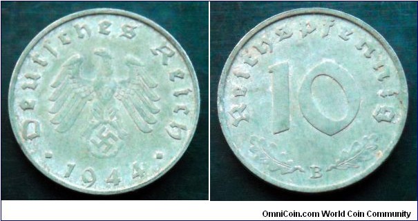 Germany (Third Reich) 10 pfennig. 1944 B, Zinc (III)