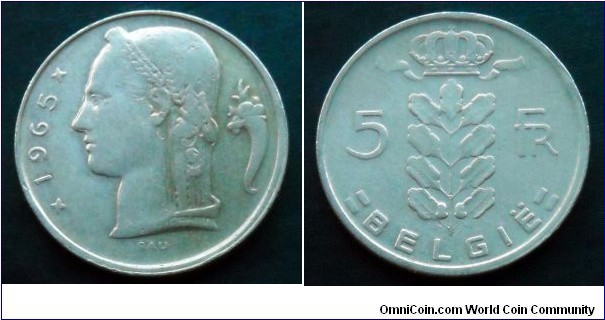 Belgium 5 francs.
1965, Belgie