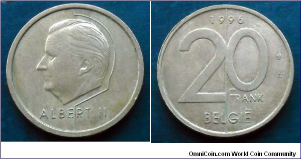 Belgium 20 francs.
1996, Belgie