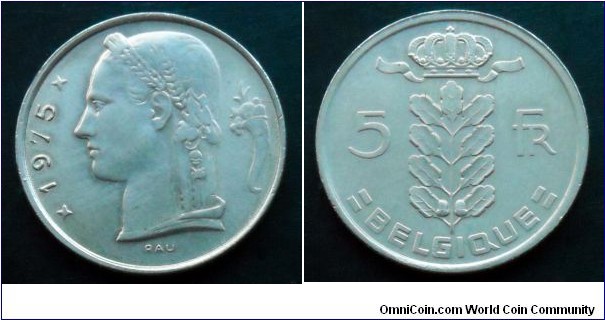 Belgium 5 francs.
1975, Belgique