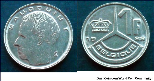 Belgium 1 franc.
1989, Belgique (II)