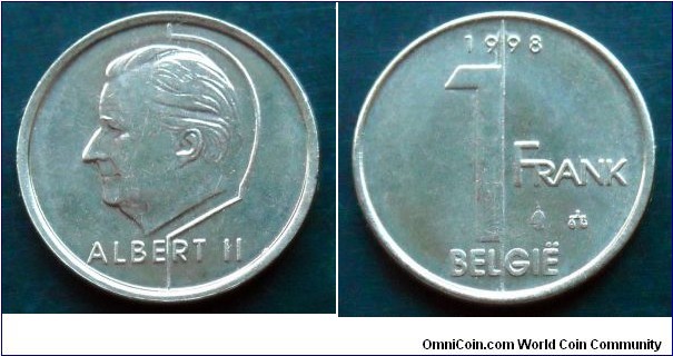 Belgium 1 franc.
1998, Belgie