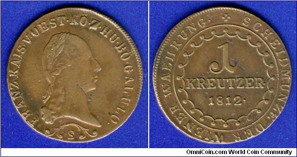 1 kreutzer.
Austrian empire.
Francisc I (1792-1805-1835).
*S* - Smolnetz mint.


Cu.