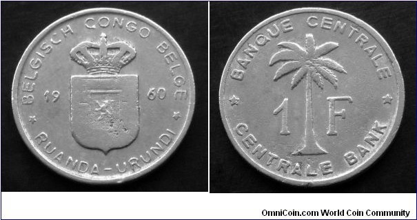 Belgian Congo Ruanda-Urundi 1 franc. 1960