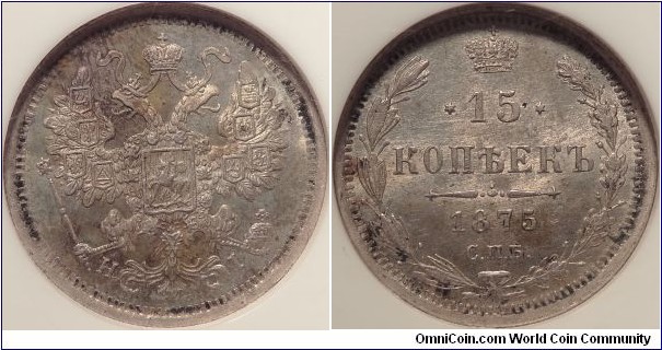 AR 15 kopeck 1875 SPB-NI. NGC MS-62.
Ex Markov 2008 - https://www.m-dv.ru/catalog/p,5683/image.html
Ex: Alexandr 2020 - https://www.m-dv.ru/catalog/p,331160/image.html