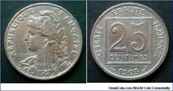 France 25 centimes 1903 designed by Henri-Auguste Patey