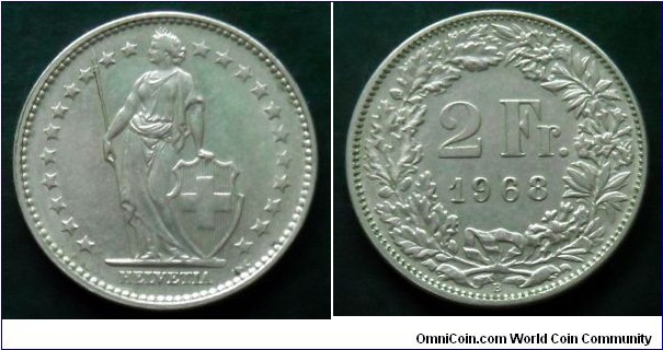 Switzerland 2 francs.
1968 (B)