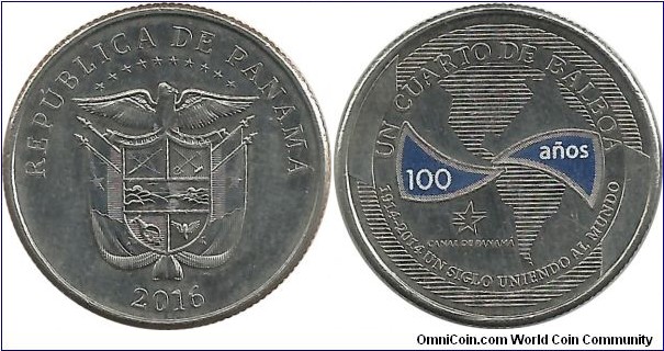 Panama ¼ Balboa 2016 - Panama Canal 100 Year Anniversary