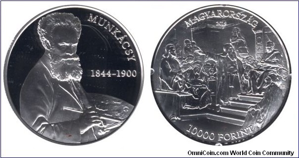 Hungary, 10000 forint, 2019, Ag, 37mm, 24g, 175. Anniversary of the Birth of the famous painter Mihály Munkácsi.