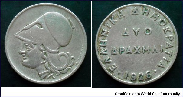 Greece 2 drachmai.
1926, Vienna mint