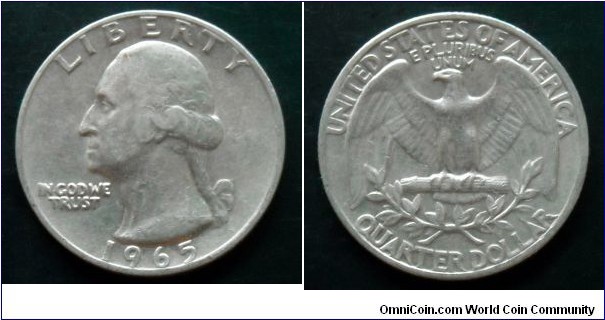 1965 Washington quarter with the highest mintage number of 1.819.717.540 pieces.